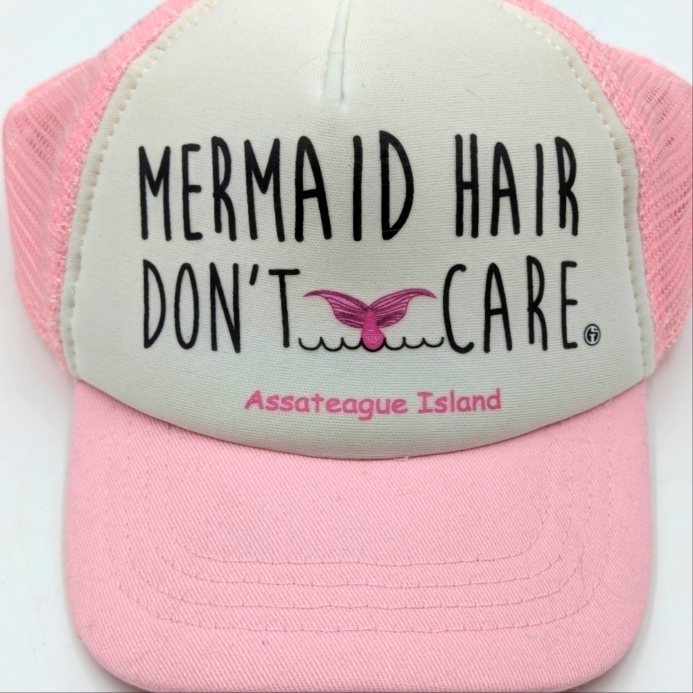 Mermaid Hair Don't Care Pink Kids Cap - Picture 2 of 5
